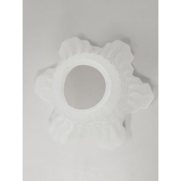 Lot Of 3 Vintage Ruffled Bell Shape Frosted Glass Shade Light Fixture - Picture 6 of 10